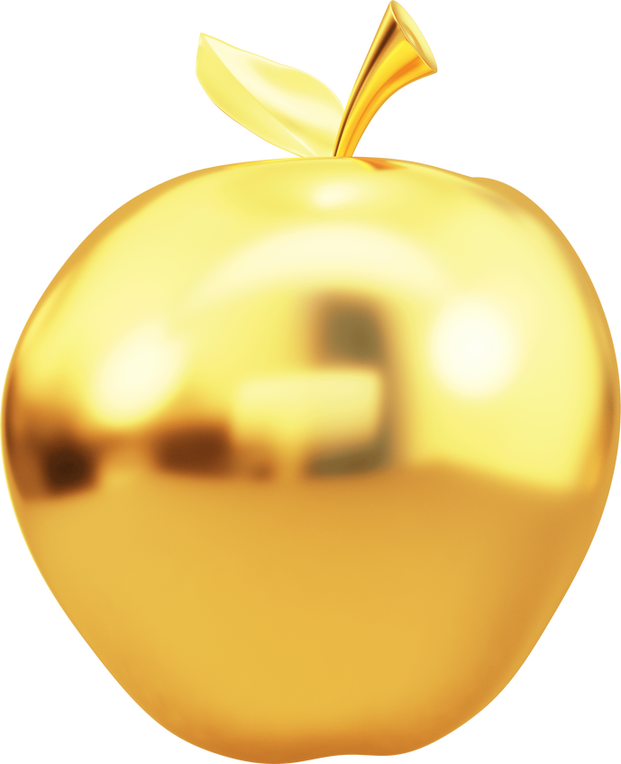 Golden apple isolated on background